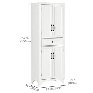 Freestanding Storage Cabinet, Kitchen Pantry Cabinet with 2 Shelves, 4 Doors for Dining Room, Black – view 9