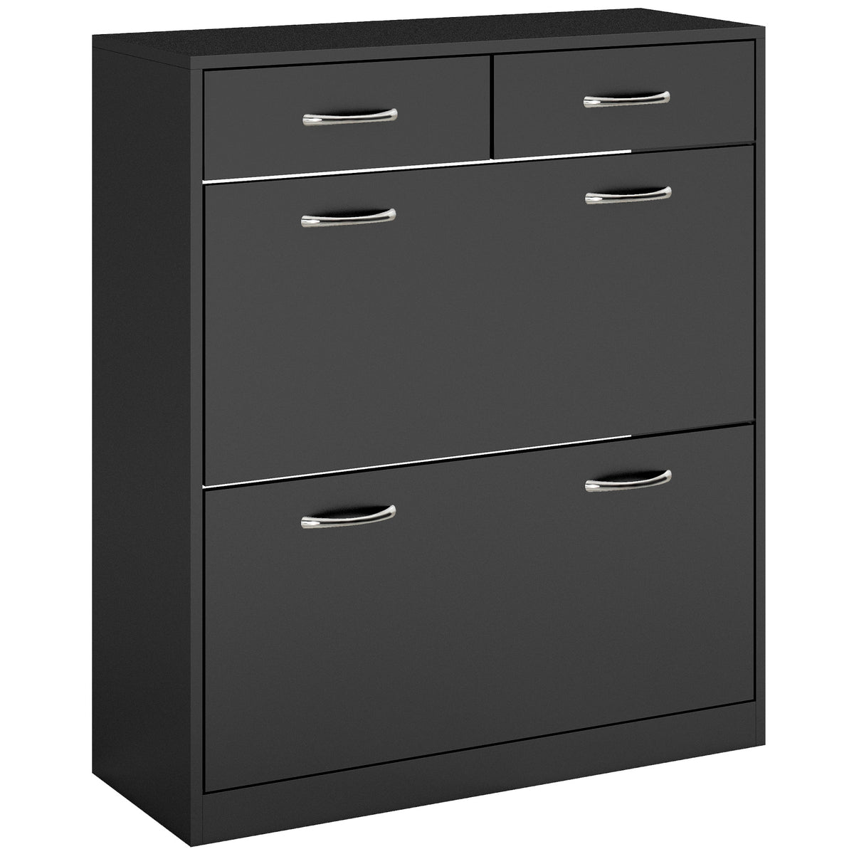 Narrow Shoe Storage with 2 Flip Drawers and Adjustable Shelves Shoe Cabinet Organizer for 12 Pairs of