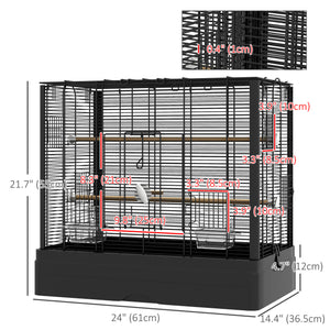 22" Bird Cage for Budgie Finches Canaries Love Birds with Wooden Stands, Slide-Out Tray, Handles – view 2