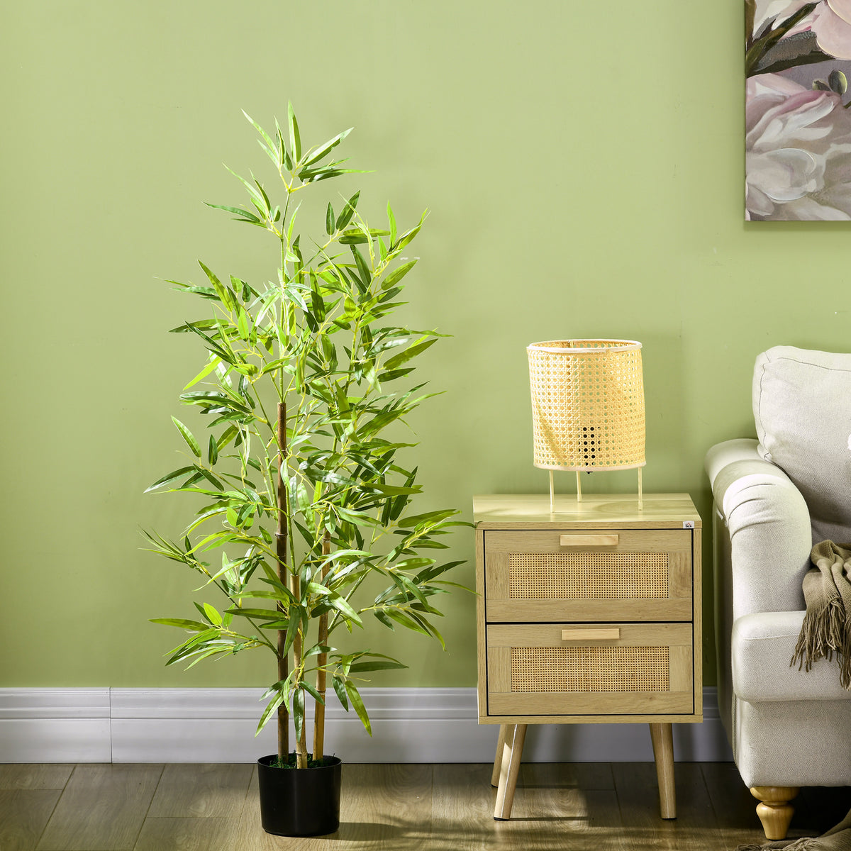 4ft Artificial Tree, Indoor Fake Bamboo with Pot, for Home Office Living Room Decor