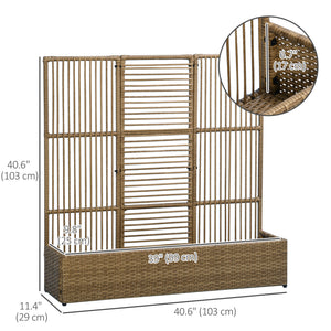 Raised Garden Bed with Lattice Trellis, Rattan Outdoor Planter with Storage for Garden, Patio, Balcony – view 9
