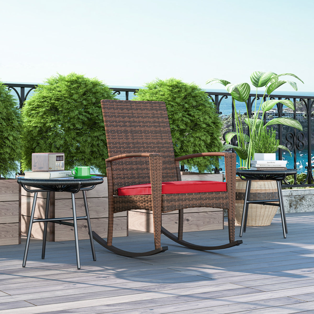 Outdoor PE Rattan Rocking Chair, Garden Glider Rocking Chair – view 8