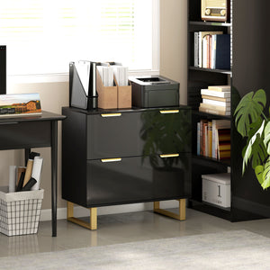 Lateral File Cabinet with 2 Drawers, Modern Filing Cabinet for Letter/A4/Legal Size Files, High Gloss Black – view 7