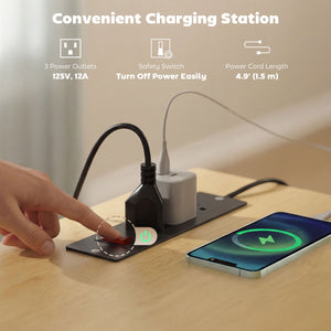 Kitchen Island Cart with Charging Station and Drop Leaf – view 3