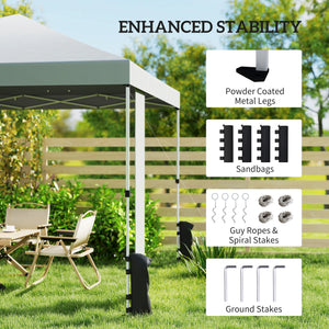 9.6 x 9.6 ft Pop Up Canopy Tent with Pockets, UPF 50+ 1-Button Push Outdoor Instant Canopy with Sandbags, Wheeled Bag