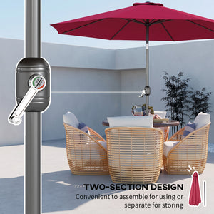 10' x 8' Round Market Umbrella, Patio Umbrella with Crank Handle and Tilt, Outdoor Parasol for Garden, Blue – view 54