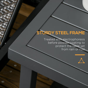 Outdoor Side Table, Patio End Table with Umbrella Hole, Small Coffee Table with Steel Frame for Balcony – view 11
