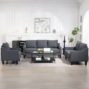 Loveseat Sofa, Modern Couch with Pocket Spring, Linen Upholstered, Thick Padded, Beige – view 13