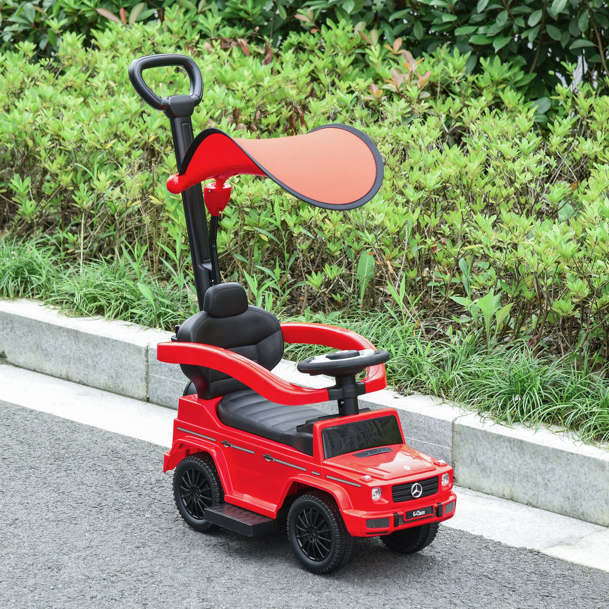 Aosom Mercedes-Benz G350 Licensed Push Car, 3-in-1 Toddler Sliding Car with Horn, Steering, Foot Rest, Seat Storage