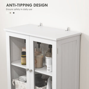 Floor Bathroom Storage Cabinet, Tall Bathroom Cabinet with Adjustable Shelves, for Kitchen, Living Room, White