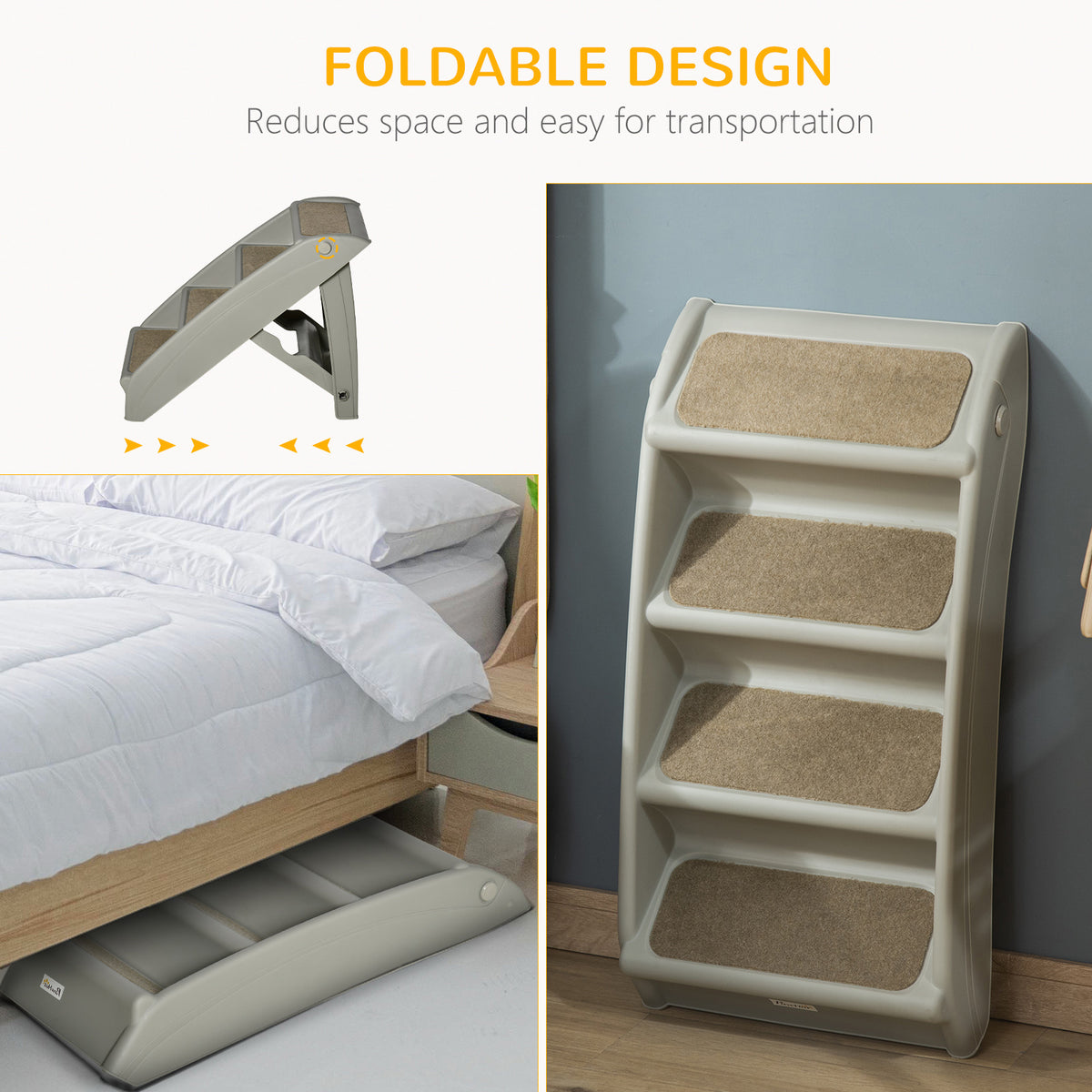 4-Level Portable Dog Stairs, Foldable Dog Steps for Small Dogs, Lightweight Cat Steps – view 17