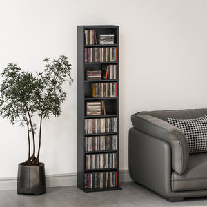 Media Storage Cabinet, 9-Tier Tall Narrow DVD Shelf with 6 Adjustable Shelves, Black – view 7