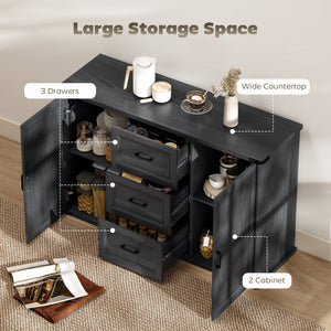 Sideboard with 3 Drawers and 2 Doors, 47" Buffet Cabinet with Adjustable Shelves for Kitchen – view 3