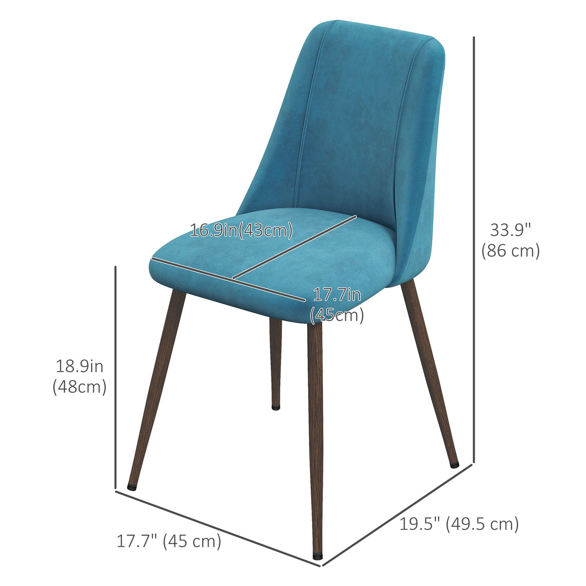 Upholstered Dining Chairs Set of 4, Velvet Accent Chair with Back and Wood-grain Steel Leg for Kitchen – view 14