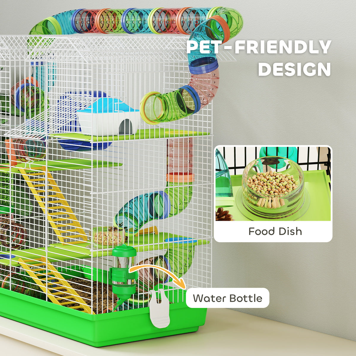 18.5" Hamster Cage, 5 Tiers Small Animal House with Tunnel Tube System, Exercise Wheel, Water Bottle, Blue – view 11