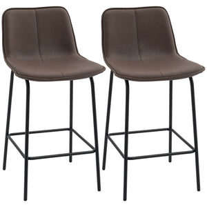 Bar Stools Set of 2, Upholstered Counter Height Bar Chairs, Kitchen Stools with Steel Legs