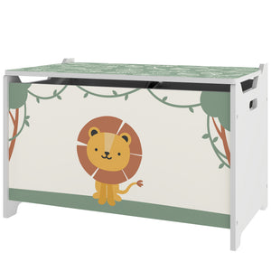 Qaba Toy Chest, Kids Storage Chest with Lid, Safety Hinges and Groove Handles for Boys, Girls