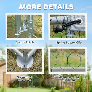 Metal Chicken Coop, 9.8 x 5.6 FT Walk-in Chicken Run with Cover, Lockable Door, Outdoor Poultry Cage for 5-8 Chickens