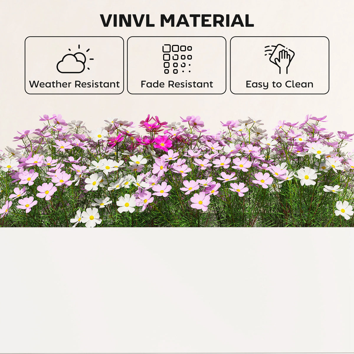 Vinyl Raised Garden Bed Kit, 2 x 2 x 1ft Modular Elevated Garden Box with Slotting Legs and Open Bottom – view 4