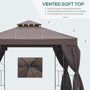 10' x 10' Patio Gazebo Outdoor, Canopy Shelter with Double-tier Roof, Pavilion Sidewalls for Garden Events – view 3