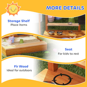 Kids Sandbox with Cover Kitchen Playset Toys, Wooden Sand Box with Seat, Storage, for 3-7 Years Old, Grey – view 20