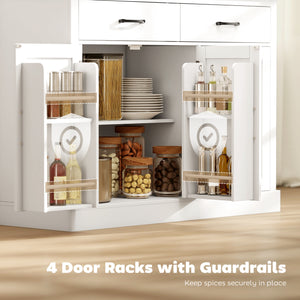 7 Gallon Tilt Out Garbage Cabinet, Kitchen Island with Charging Station, 2 Drawers, 4 Door Racks, Black – view 13
