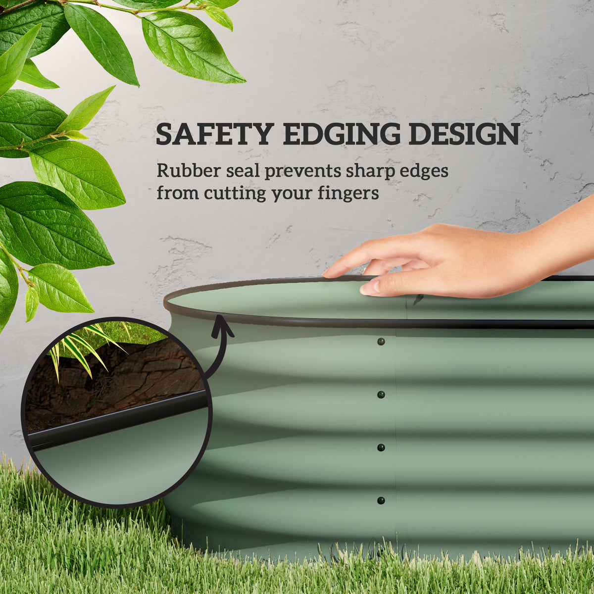 5 x 2 x 1.5 FT Galvanized Steel Raised Garden Bed, Metal Garden Bed Planter Box with Safety Edging, Green