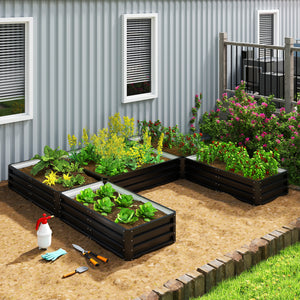 Steel Raised Garden Bed, Set of 5 Large Box Planters for Outdoor Plants Vegetables Flowers Herbs, 8x8x1ft – view 7