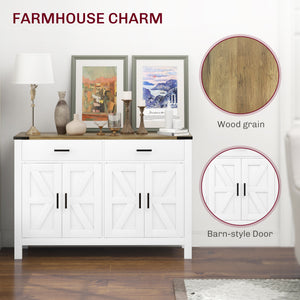Side Cabinet, Farmhouse Kitchen Storage Cabinet w/ 2 Drawers and Shelves for Living Room, Entryway, Grey – view 17