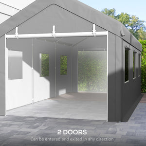 10' x 20' Carport, Heavy Duty Portable Garage with 6 Mesh Windows and 2 Doors, Dark Grey – view 12