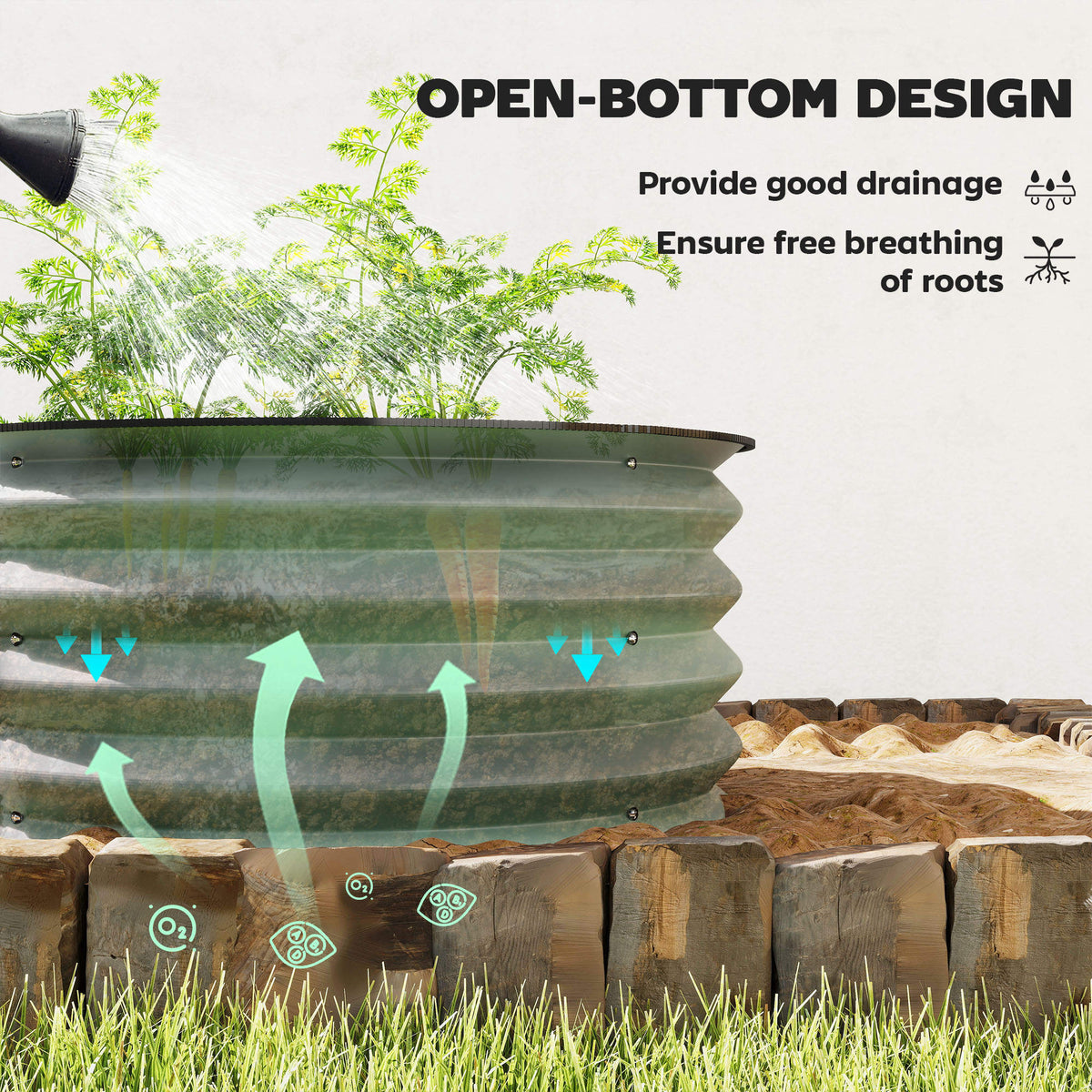 Set of 2 Raised Garden Bed, Metal Planter Box with Safety Edging, Easy-to-assemble Stock Tank, Dark Grey – view 11