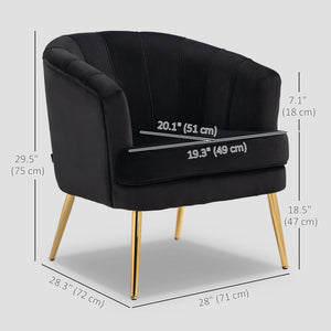 Fabric Armchair, Modern Accent Chair with Gold Metal Legs for Living Room, Bedroom, Home Office, Black – view 2