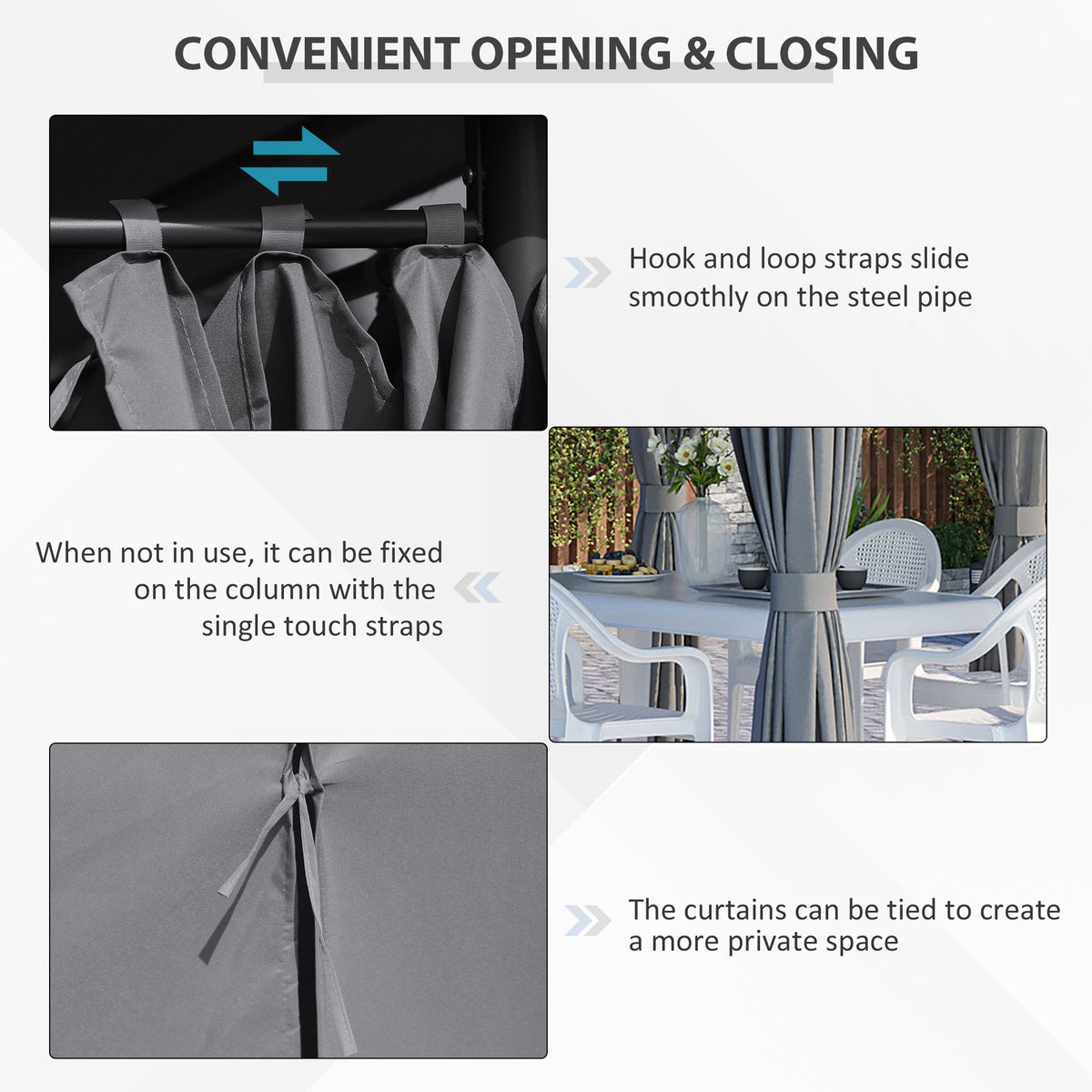 13'x 10' Soft-top Steel Patio Gazebo Canopy Party Tent with 6 Removable Curtains and Drainage Holes, Khaki – view 18