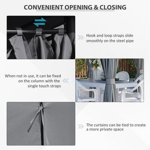 13'x 10' Soft-top Steel Patio Gazebo Canopy Party Tent with 6 Removable Curtains and Drainage Holes, Khaki – view 18