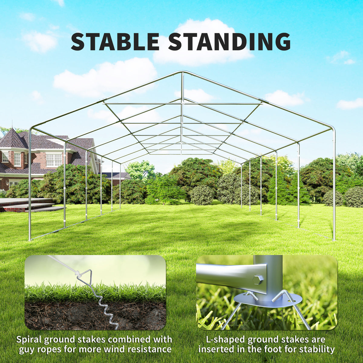 16'x32' Heavy Duty Large Party Tent & Carport with Removable Sidewalls, Portable Garage Canopy Tent, White – view 19
