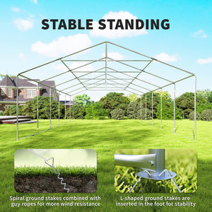 16'x32' Heavy Duty Large Party Tent & Carport with Removable Sidewalls, Portable Garage Canopy Tent, White – view 19