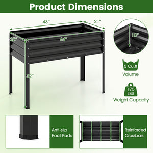 Raised Garden Bed Set of 2 Electro-Coating Metal Large Elevated Planter Box-Black view 5