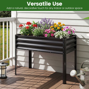 Raised Garden Bed Set of 2 Electro-Coating Metal Large Elevated Planter Box-Black view 6