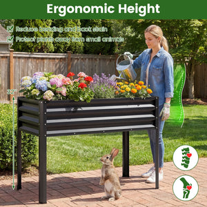 Raised Garden Bed Set of 2 Electro-Coating Metal Large Elevated Planter Box-Black view 7