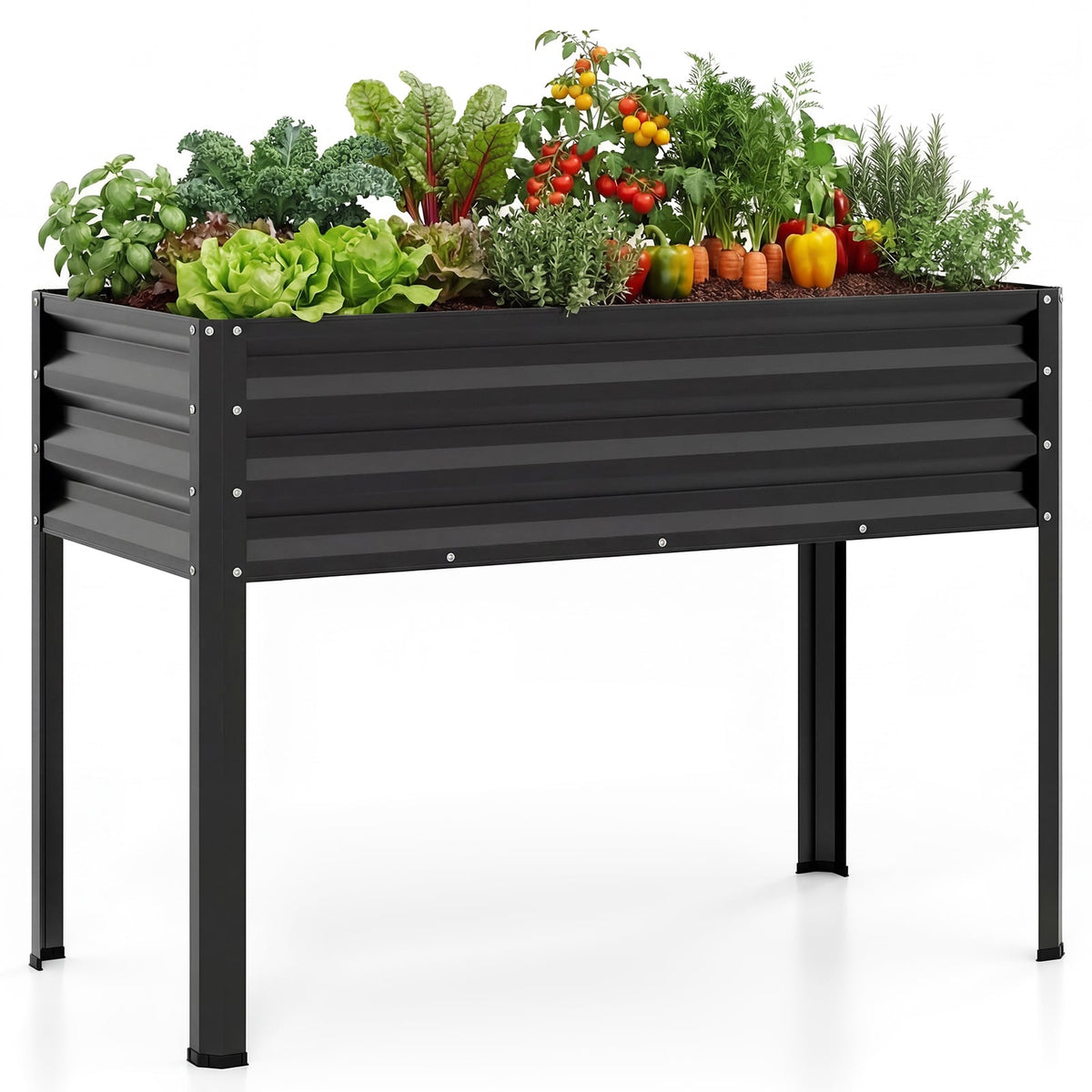 Raised Garden Bed with Legs Electro-Coating Metal Large Elevated Planter Box-Black view 4