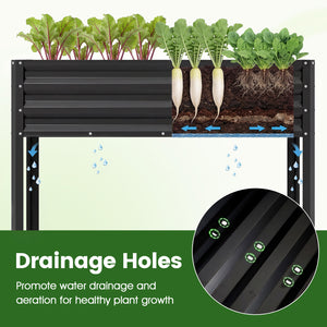 Raised Garden Bed with Legs Electro-Coating Metal Large Elevated Planter Box-Black view 9
