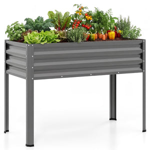 Raised Garden Bed with Legs Electro-Coating Metal Large Elevated Planter Box-Grey view 4