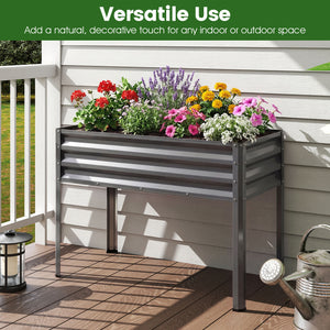 Raised Garden Bed with Legs Electro-Coating Metal Large Elevated Planter Box-Grey view 6