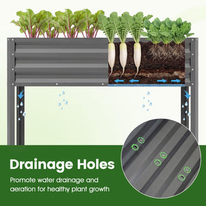 Raised Garden Bed with Legs Electro-Coating Metal Large Elevated Planter Box-Grey view 9