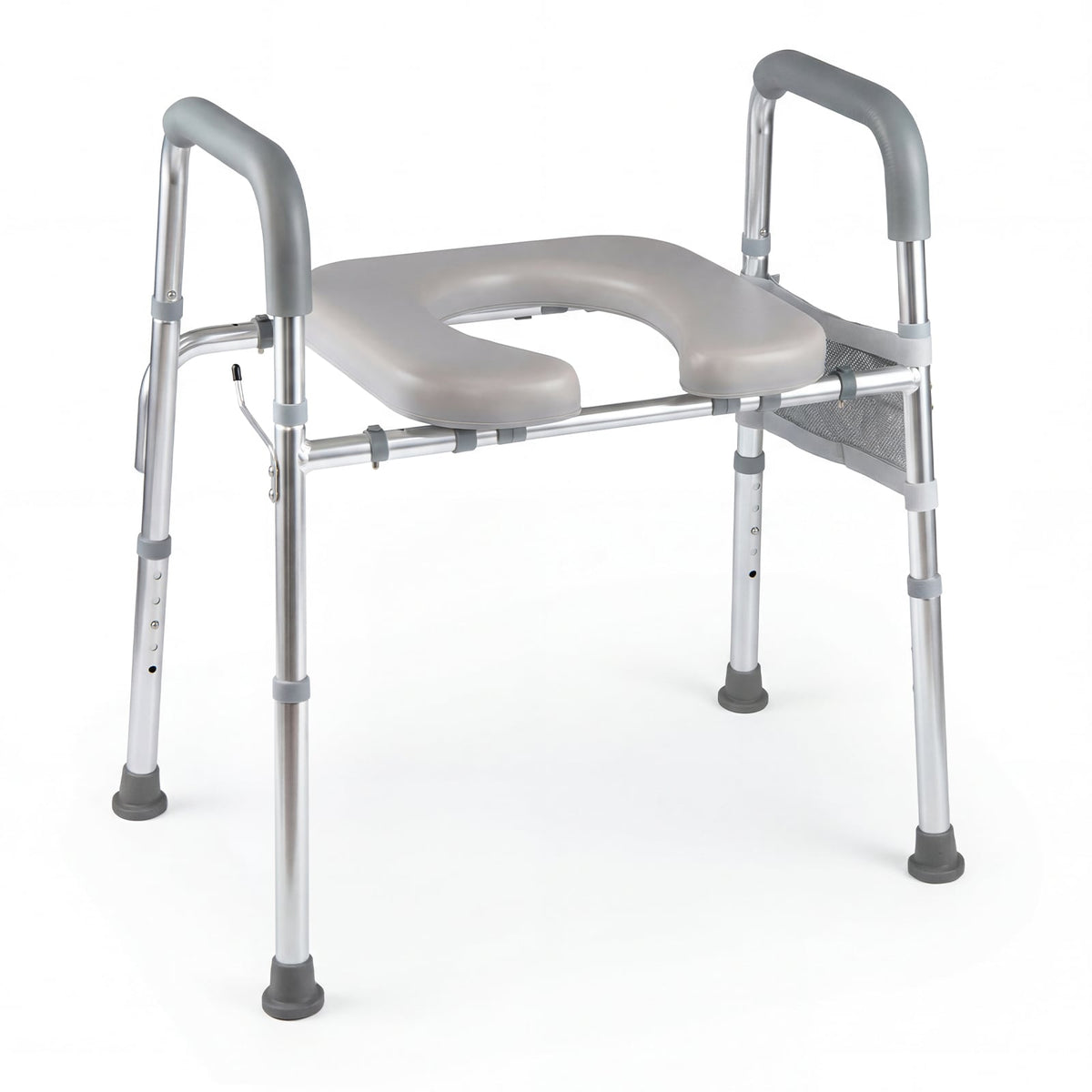 Raised Toilet Seat with Handles and Padded Arms for Seniors-Silver view 4