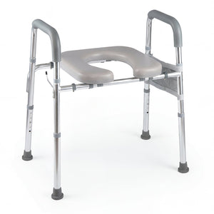 Raised Toilet Seat with Handles and Padded Arms for Seniors-Silver view 4