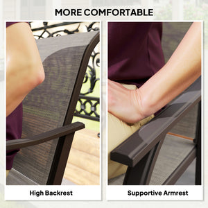 Patio Chairs Set of 2 with Armrest and High Backrest, for Backyard, Balcony, Porch, Poolside, Deck, Garden, Brown