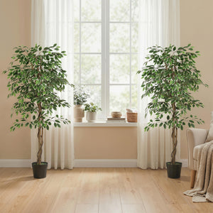 5.3 FT Artificial Tree, Indoor Fake Ficus with Pot, for Home Office Living Room Decor
