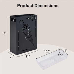 Rectangular Umbrella Holder Rack with Removable Drip Tray-Black view 5