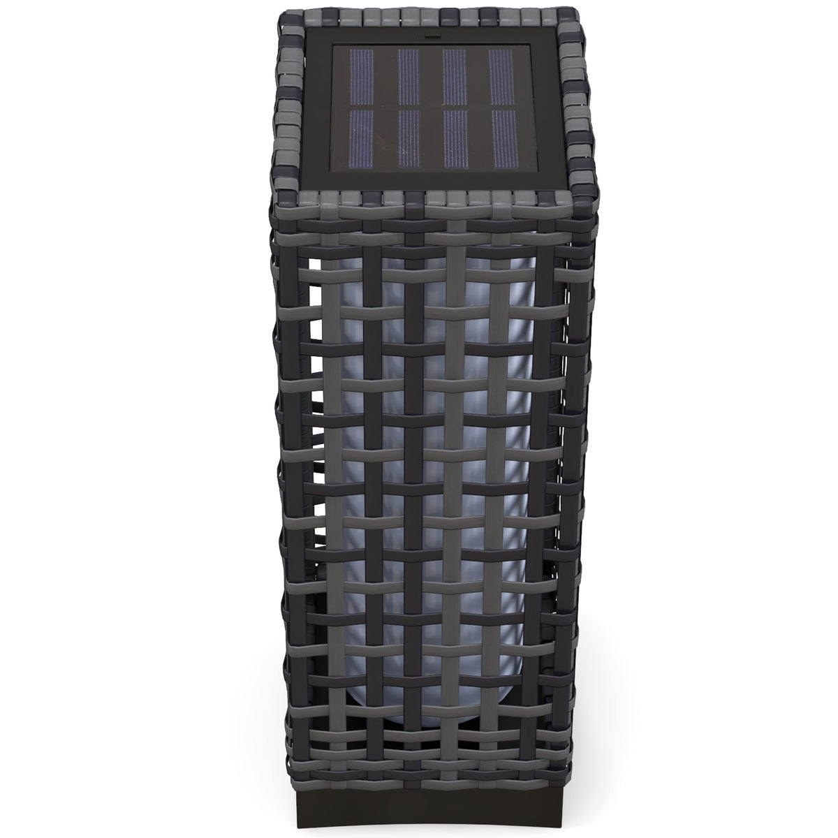Wicker Solar Outdoor Lamp, Decorative Floor Lamp with Auto On/Off LED Lights, IP44 for Patio, Porch, Pathway, Grey